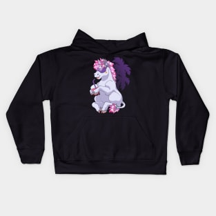 Funky Unicorn with boba tea Kids Hoodie